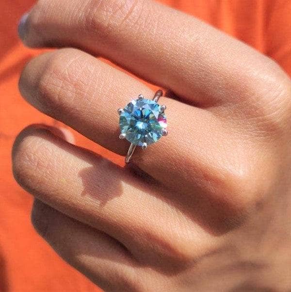 6.07 carat Fancy Blue Antique Cushion Lab Diamond Engagement Ring | Lauren  B Jewelry